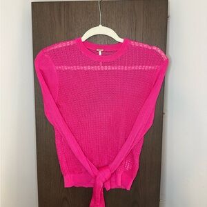 Free People Hot Pink Crew Neck Sweater